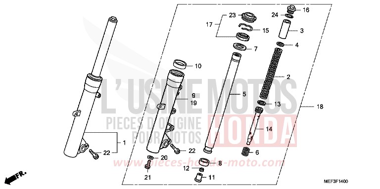FOURCHETTE AVANT de SW-T400 ABS SWORD SILVER METALLIC (NHA95) 2009